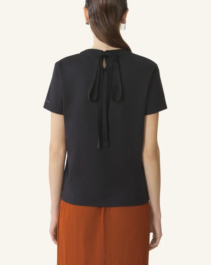 Baumwoll-T-Shirt mit Schleifendetail Baumwoll-T-Shirt mit Schleifendetail