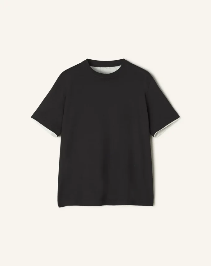 Baumwoll-T-Shirt mit Seidendetails Baumwoll-T-Shirt mit Seidendetails