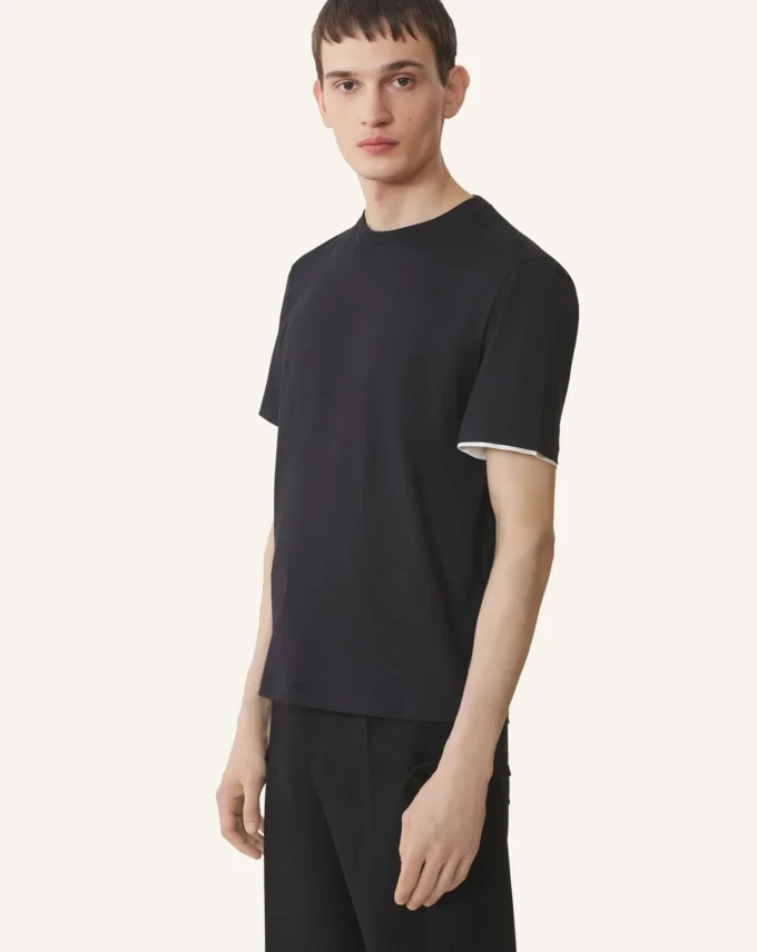 Baumwoll-T-Shirt mit Seidendetails Baumwoll-T-Shirt mit Seidendetails