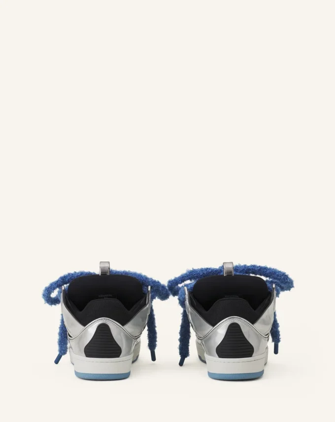 Curb Metallic-Ledersneaker mit Mesh-Schnürsenkeln
