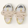 Curb Metallic-Ledersneaker mit Mesh-Schnürsenkeln Curb Metallic-Ledersneaker mit Mesh-Schnürsenkeln