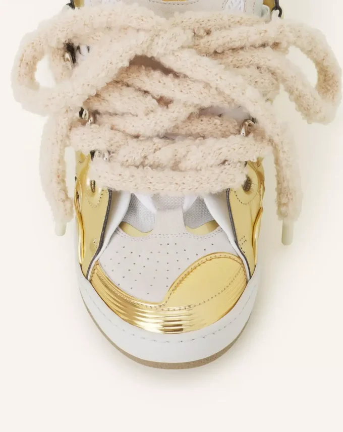 Curb Metallic-Ledersneaker mit Mesh-Schnürsenkeln Curb Metallic-Ledersneaker mit Mesh-Schnürsenkeln
