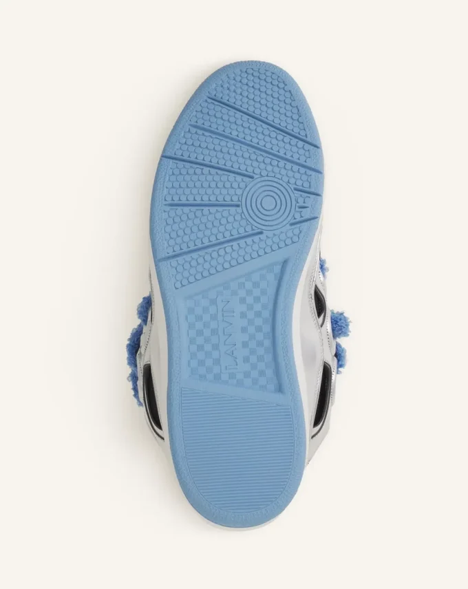 Curb Metallic-Ledersneaker mit Mesh-Schnürsenkeln