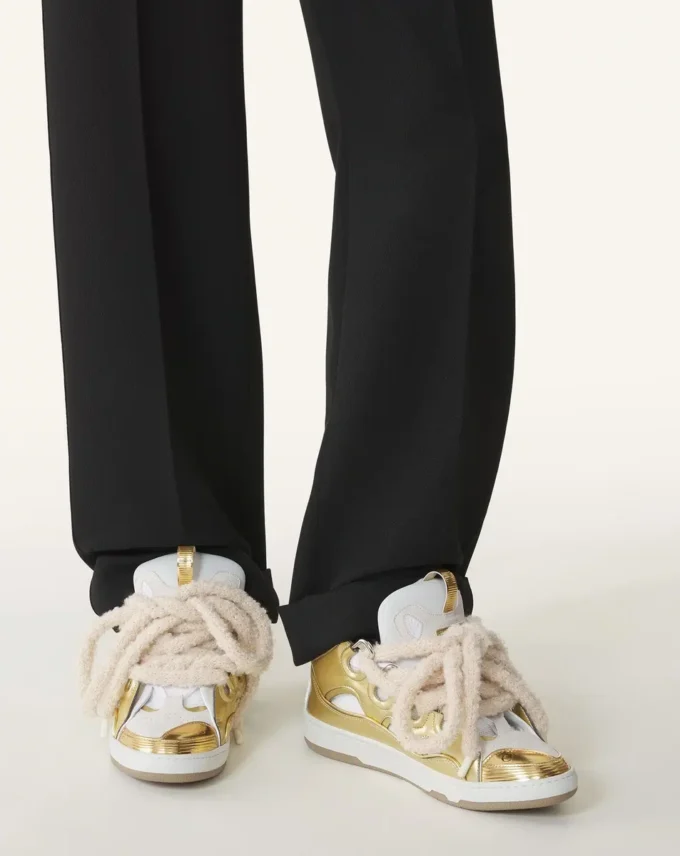 Curb Metallic-Ledersneaker mit Mesh-Schnürsenkeln Curb Metallic-Ledersneaker mit Mesh-Schnürsenkeln