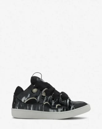 Curb-Sneaker aus Leder mit Glitzer