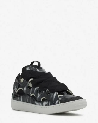 Curb-Sneaker aus Leder mit Glitzer