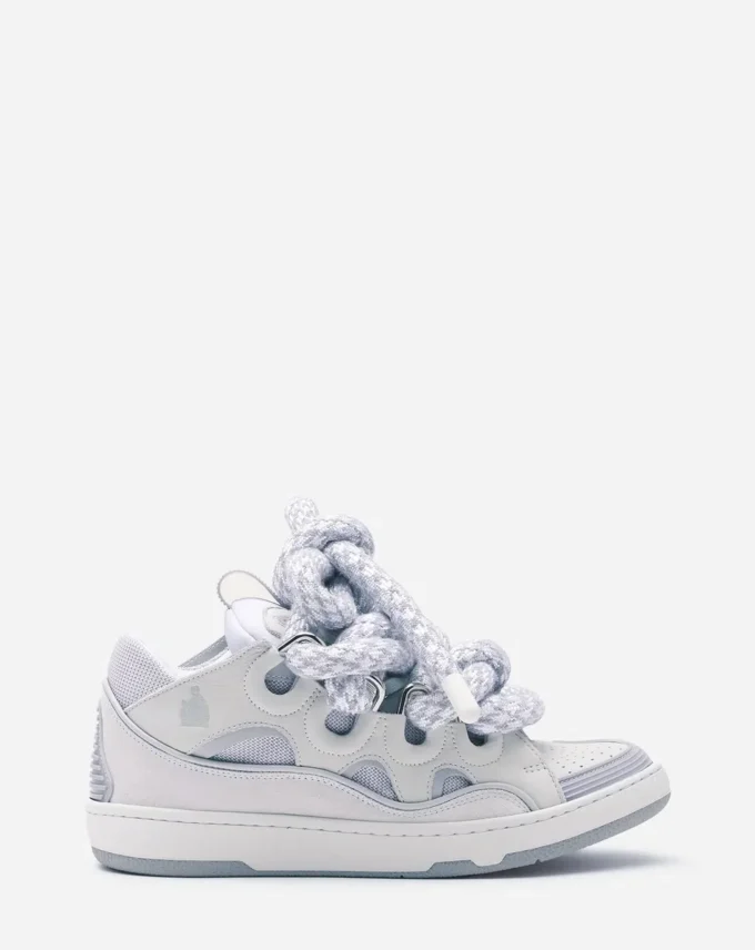 Curb Sneakers aus Leder mit Schlangenleder-Schnürsenkeln