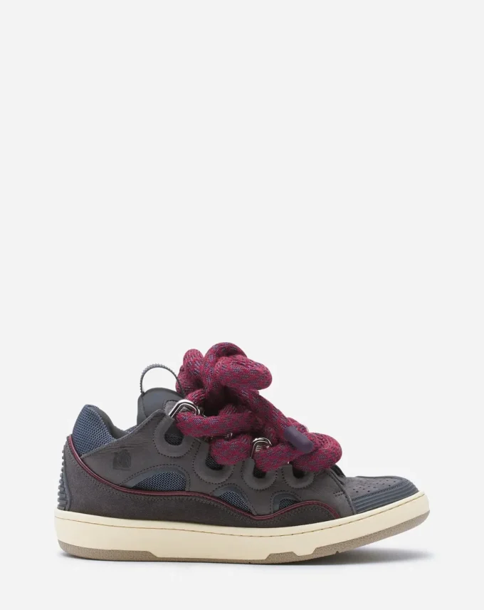 Curb Sneakers aus Leder mit Schlangenleder-Schnürsenkeln