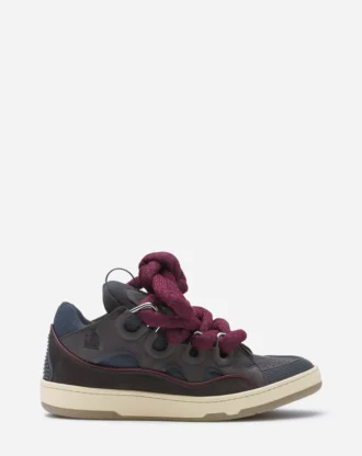Curb Sneakers aus Leder mit Schlangenleder-Schnürsenkeln