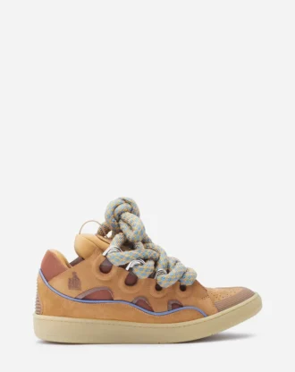 Curb Sneakers aus Leder mit Schlangenleder-Schnürsenkeln