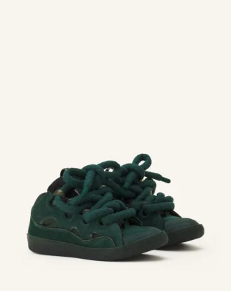 Curb Sneakers aus Leder mit Schlangenleder-Schnürsenkeln