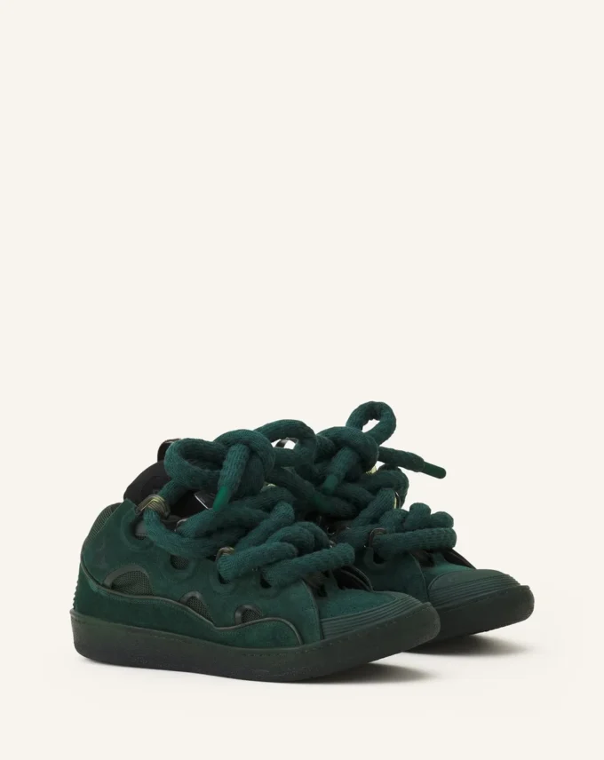 Curb Sneakers aus Leder mit Schlangenleder-Schnürsenkeln
