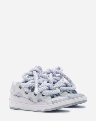 Curb Sneakers aus Leder mit Schlangenleder-Schnürsenkeln