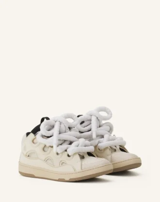 Curb Sneakers aus Leder mit Schlangenleder-Schnürsenkeln