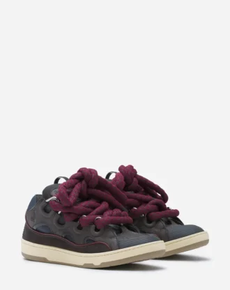 Curb Sneakers aus Leder mit Schlangenleder-Schnürsenkeln