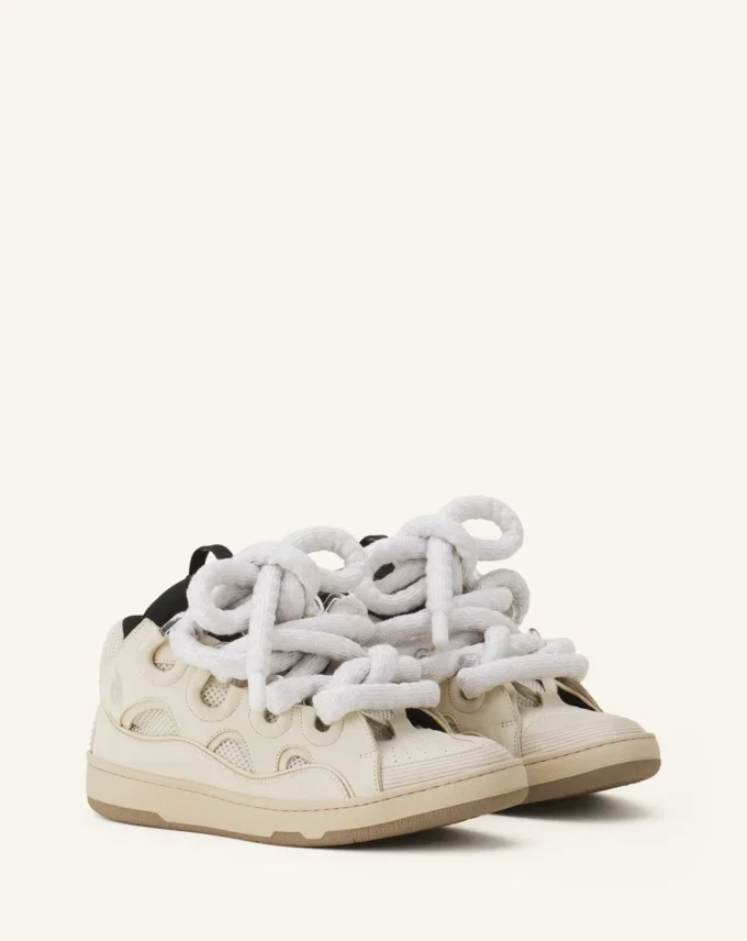Curb Sneakers aus Leder mit Schlangenleder-Schnürsenkeln
