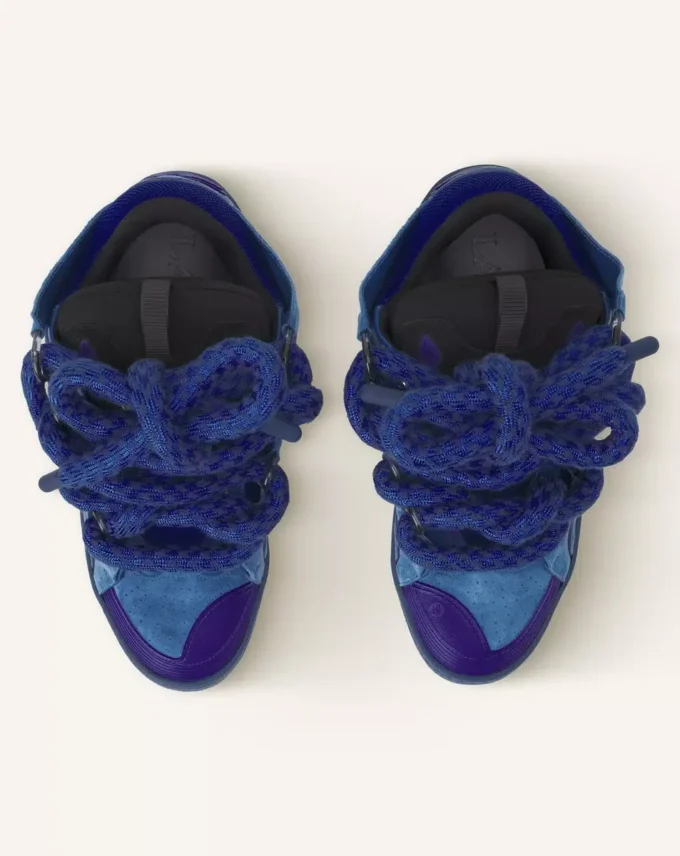 Curb Sneakers aus Leder mit Schlangenleder-Schnürsenkeln