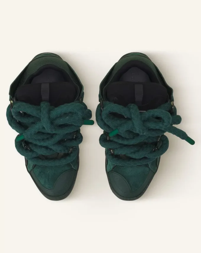 Curb Sneakers aus Leder mit Schlangenleder-Schnürsenkeln