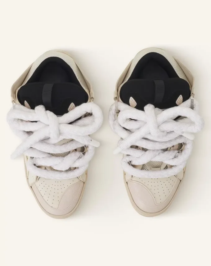 Curb Sneakers aus Leder mit Schlangenleder-Schnürsenkeln