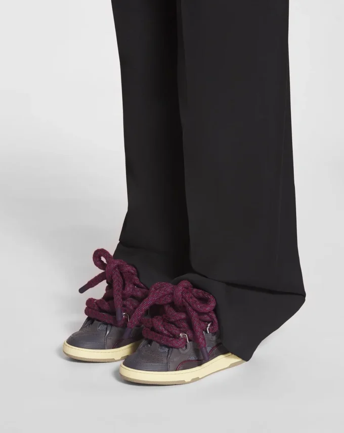 Curb Sneakers aus Leder mit Schlangenleder-Schnürsenkeln