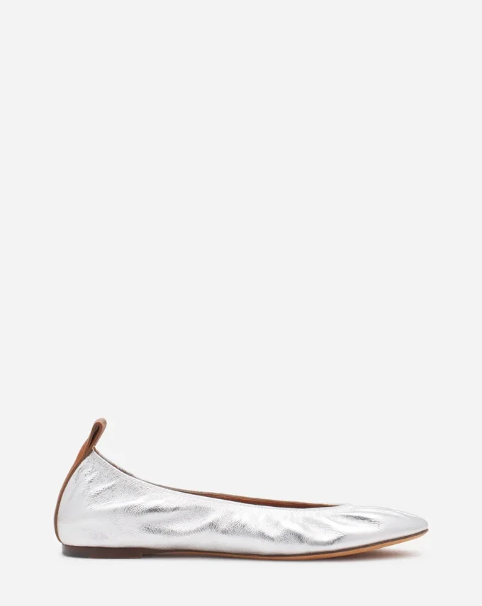 Die Ballerina-Ballerinas aus Metallic-Leder Die Ballerina-Ballerinas aus Metallic-Leder