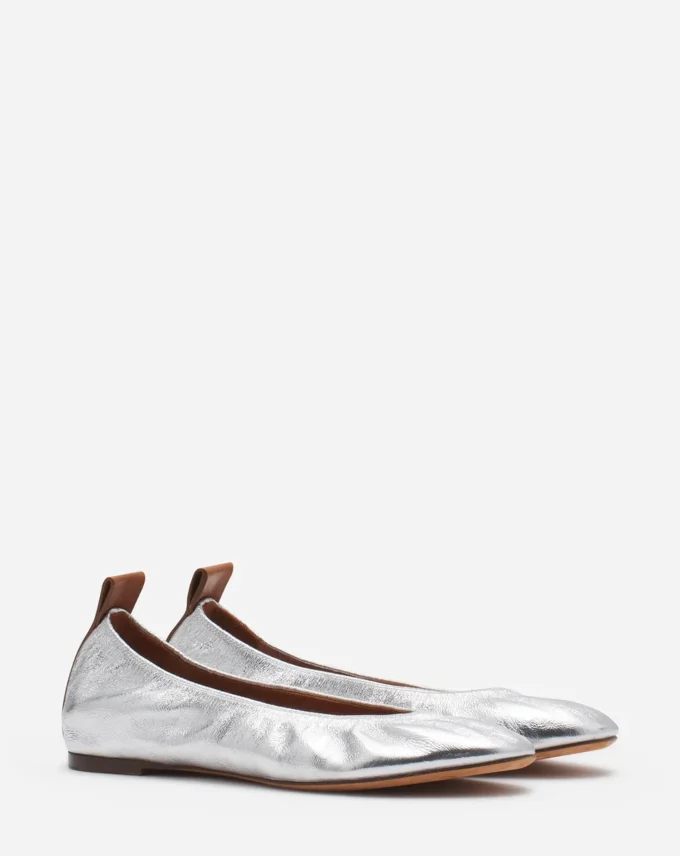 Die Ballerina-Ballerinas aus Metallic-Leder Die Ballerina-Ballerinas aus Metallic-Leder