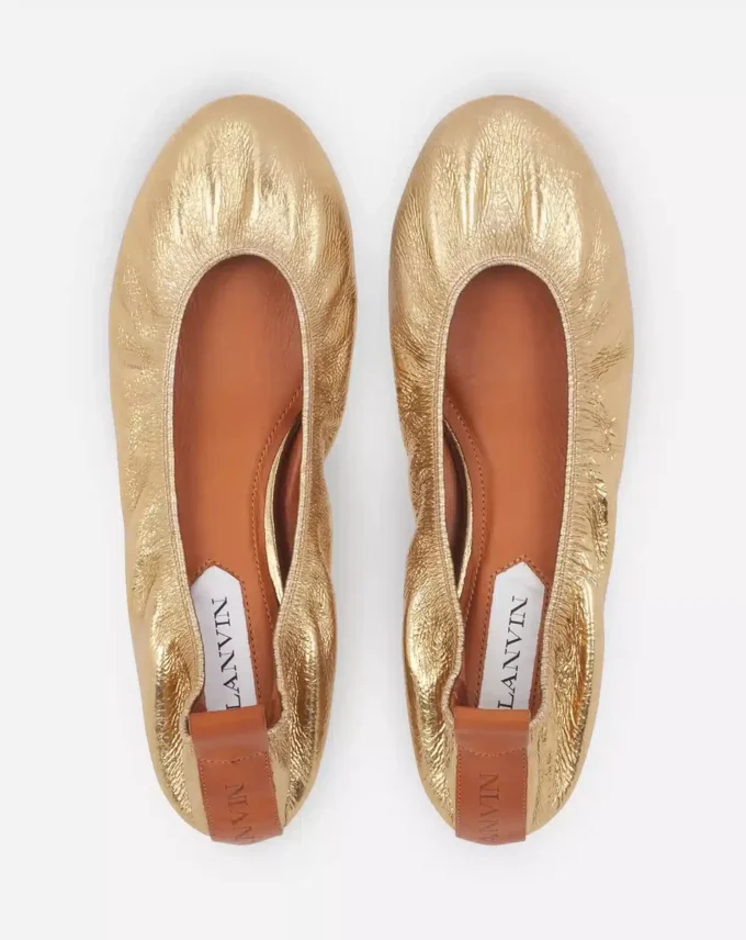 Die Ballerina-Ballerinas aus Metallic-Leder Die Ballerina-Ballerinas aus Metallic-Leder