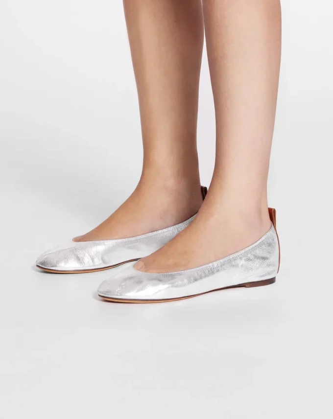 Die Ballerina-Ballerinas aus Metallic-Leder Die Ballerina-Ballerinas aus Metallic-Leder