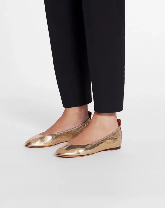Die Ballerina-Ballerinas aus Metallic-Leder Die Ballerina-Ballerinas aus Metallic-Leder