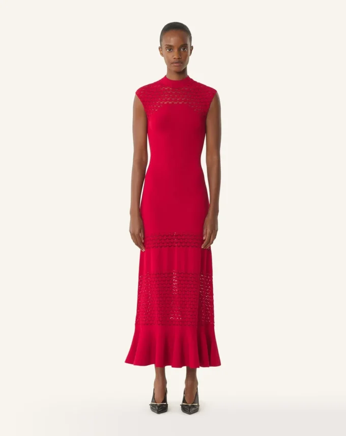 Kleid mit Spitzendetails aus Viskose Kleid mit Spitzendetails aus Viskose