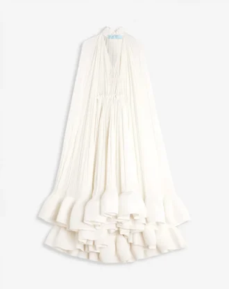 Langes Charmeuse-Rüschenkleid
