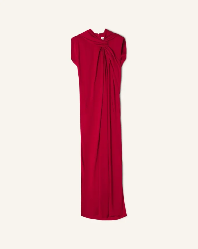 Langes geknotetes Kleid aus Satin