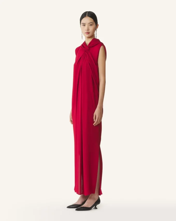 Langes geknotetes Kleid aus Satin