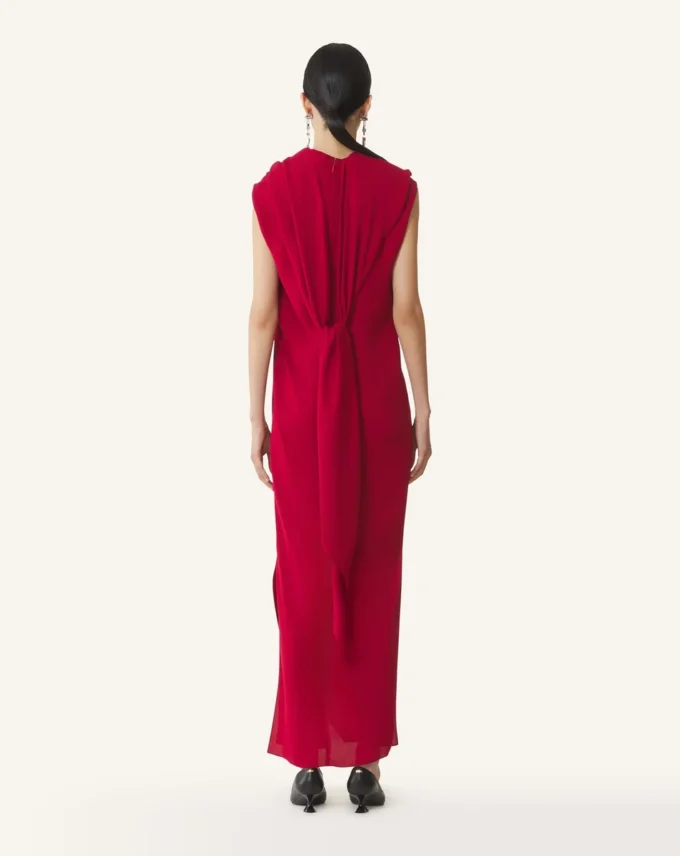 Langes geknotetes Kleid aus Satin