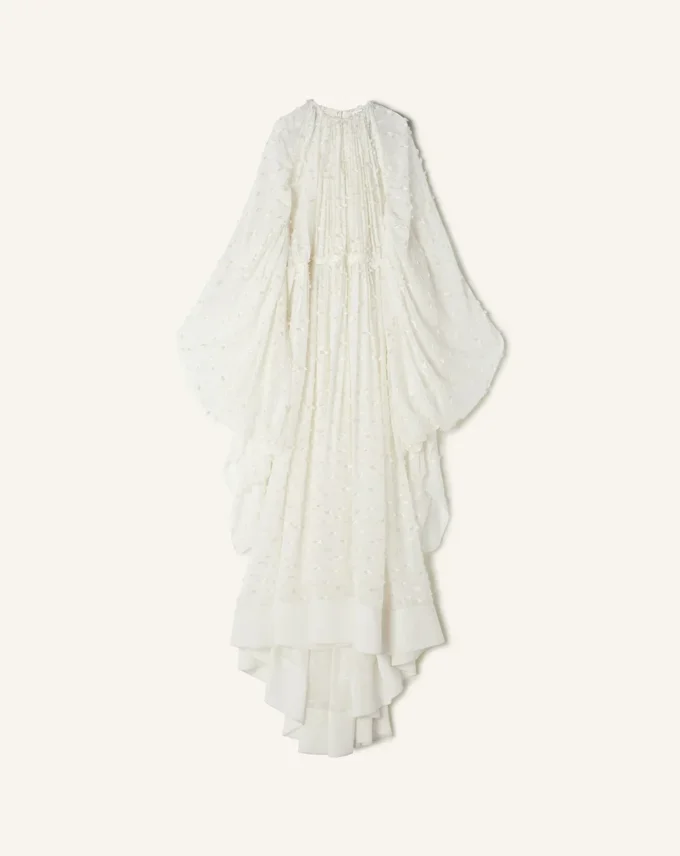 Langes Kleid aus Plumetis-Seide