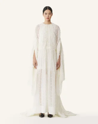 Langes Kleid aus Plumetis-Seide