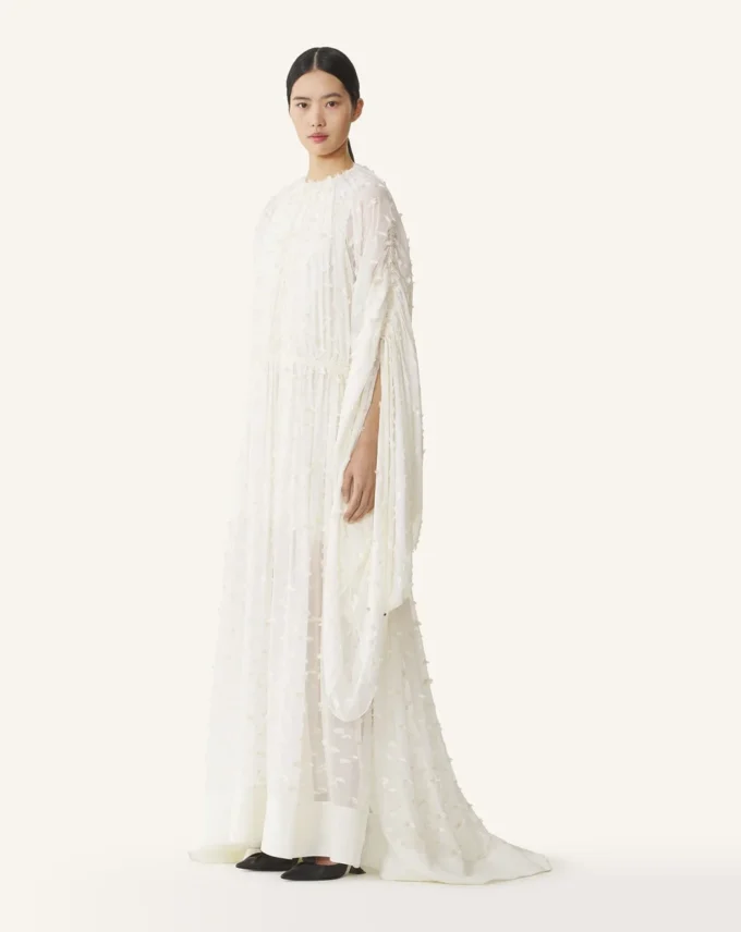 Langes Kleid aus Plumetis-Seide