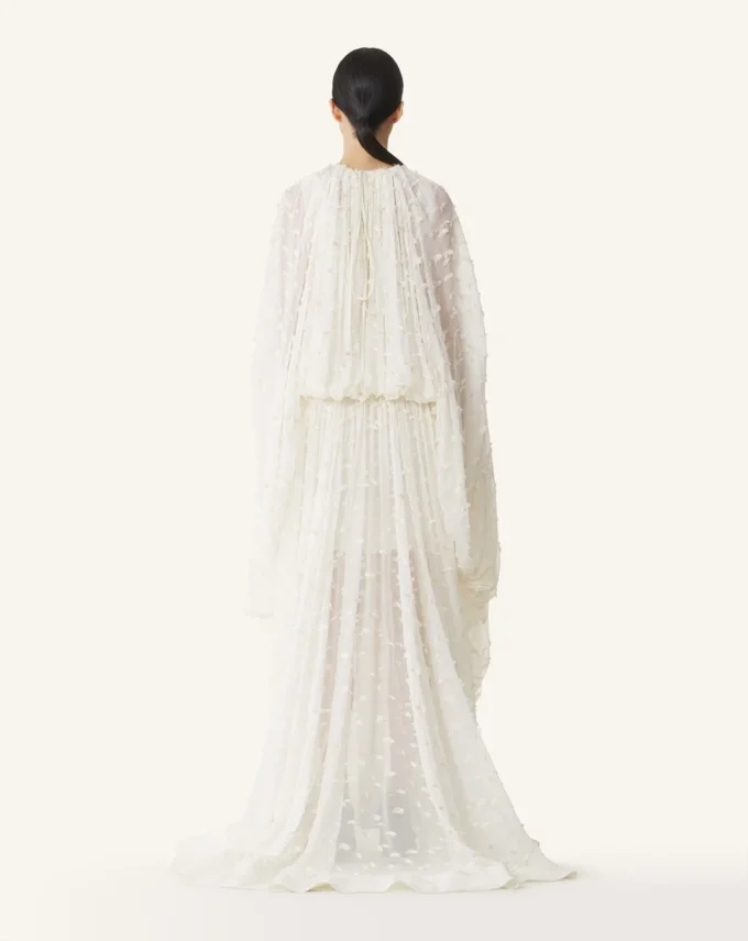 Langes Kleid aus Plumetis-Seide
