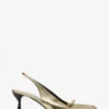 Lanvin Bow Slingback Pumps aus geknittertem Metallic-Leder Lanvin Bow Slingback Pumps aus geknittertem Metallic-Leder