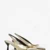 Lanvin Bow Slingback Pumps aus geknittertem Metallic-Leder Lanvin Bow Slingback Pumps aus geknittertem Metallic-Leder
