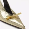 Lanvin Bow Slingback Pumps aus geknittertem Metallic-Leder Lanvin Bow Slingback Pumps aus geknittertem Metallic-Leder