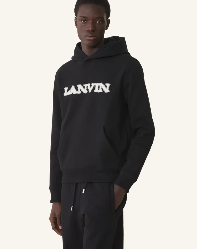 Lanvin Hoodie aus Baumwolle und Lammfell Lanvin Hoodie aus Baumwolle und Lammfell