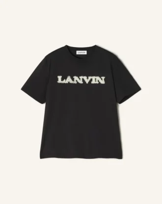 Lanvin T-Shirt aus Baumwolle und Lammfell