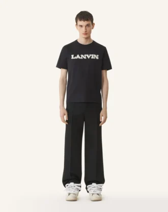 Lanvin T-Shirt aus Baumwolle und Lammfell