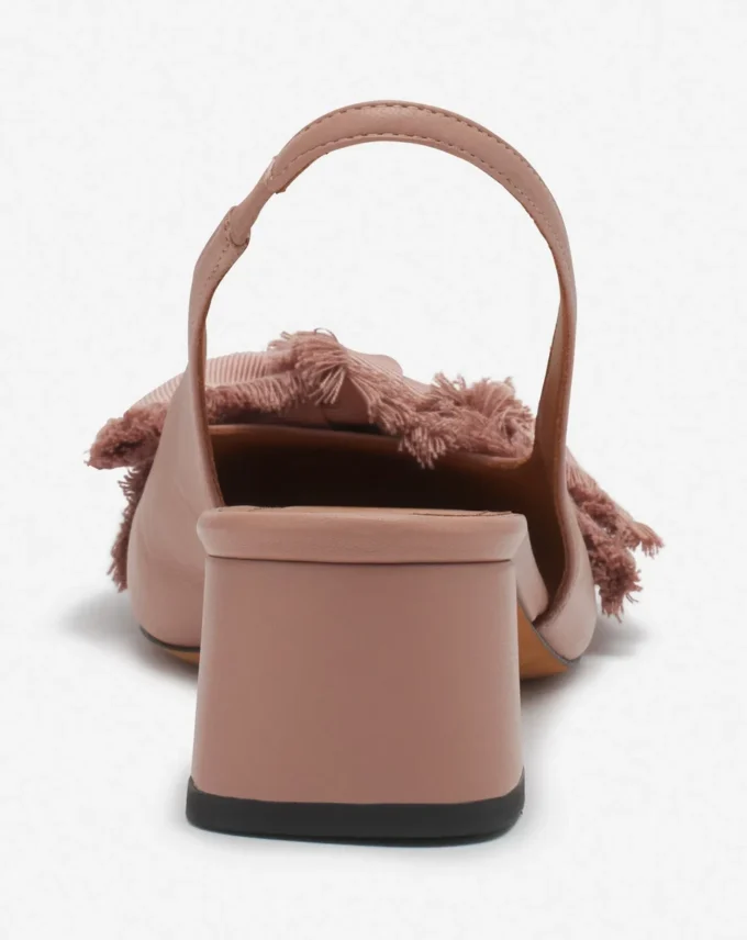 Leder-Slingback-Ballerina mit Absatz Leder-Slingback-Ballerina mit Absatz