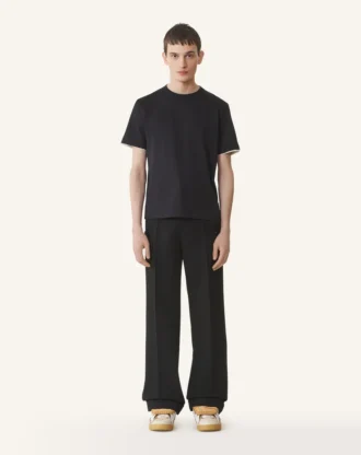 Baumwoll-T-Shirt mit Seidendetails