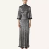 Midikleid aus metallischer Viskose