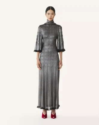 Midikleid aus metallischer Viskose