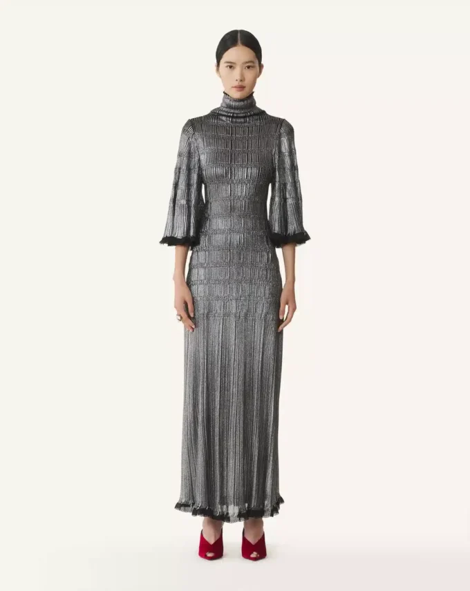 Midikleid aus metallischer Viskose