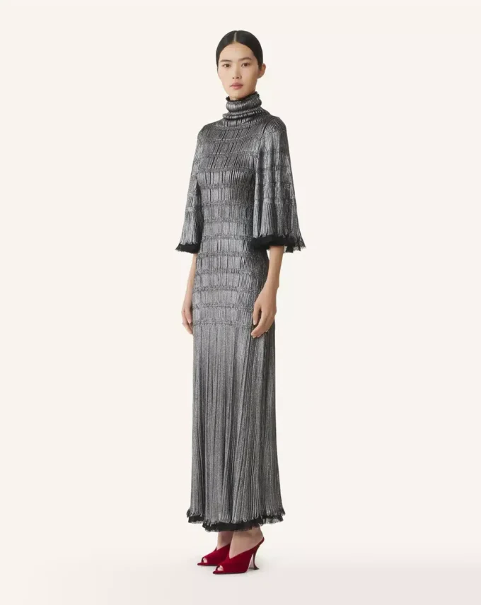Midikleid aus metallischer Viskose